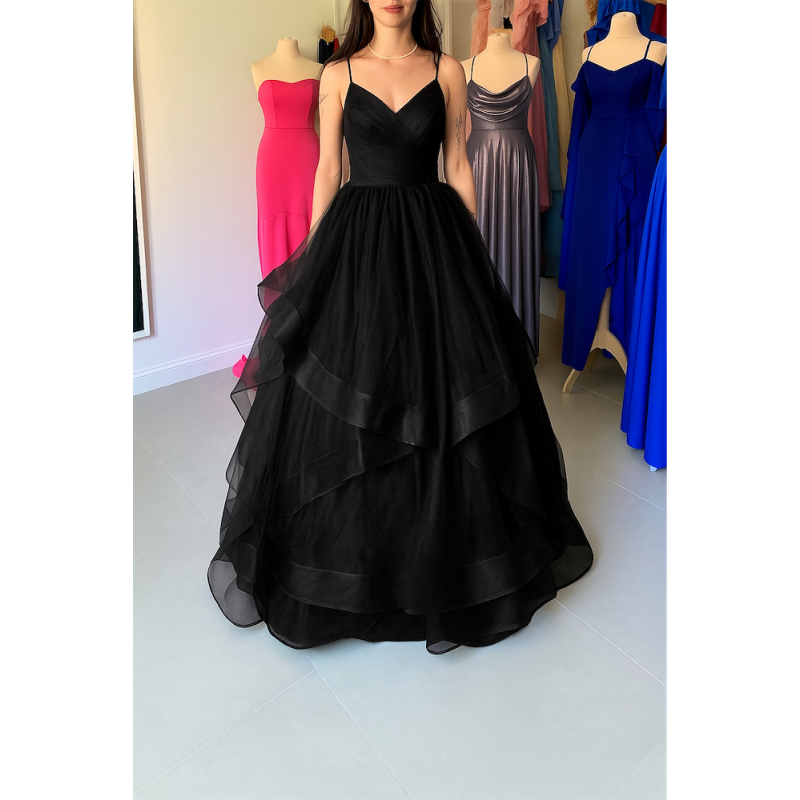 Marizu fashion černé tylové maturitní, plesové, společenské šaty