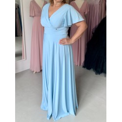 Marizu fashion plus size krásné světle modré plesové společenské šaty pro plnoštíhlou postavu