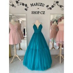 Marizu fashion tmavě tyrkysové maturitní, plesové šaty