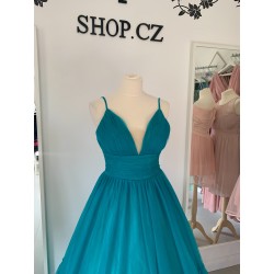 Marizu fashion tmavě tyrkysové maturitní, plesové šaty