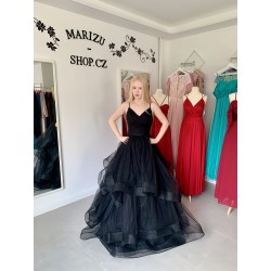 Marizu fashion černé tylové maturitní, plesové, společenské šaty