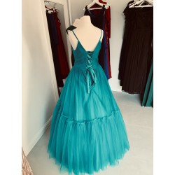 Marizu fashion tmavě tyrkysové maturitní, plesové šaty na ramínka