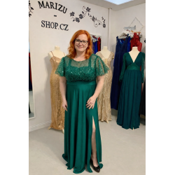Marizu Fashion smaragdově zelené plesové šaty vhodné pro plnoštíhlou postavu
