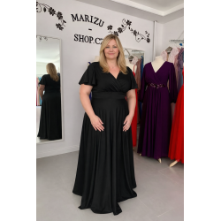 Marizu fashion plus size krásné černé plesové společenské šaty pro plnoštíhlou postavu