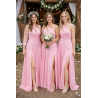 Marizu Fashion světle růžové společenské šaty s rukávem