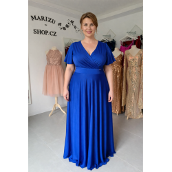 Marizu fashion plus size krásné královské modré plesové společenské šaty pro plnoštíhlou postavu