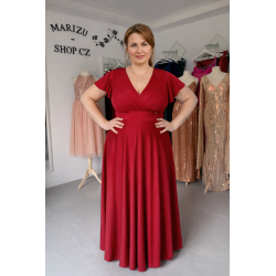 Marizu fashion plus size krásné vínově červené plesové společenské šaty pro plnoštíhlou postavu