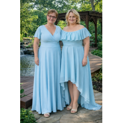 Marizu fashion plus size krásné světle modré plesové společenské šaty pro plnoštíhlou postavu