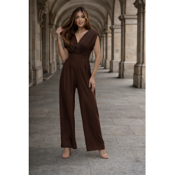 Čokoládově hnědý společenský overal