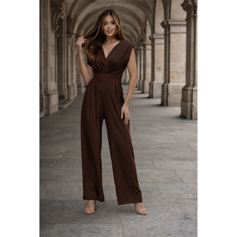 Čokoládově hnědý společenský overal