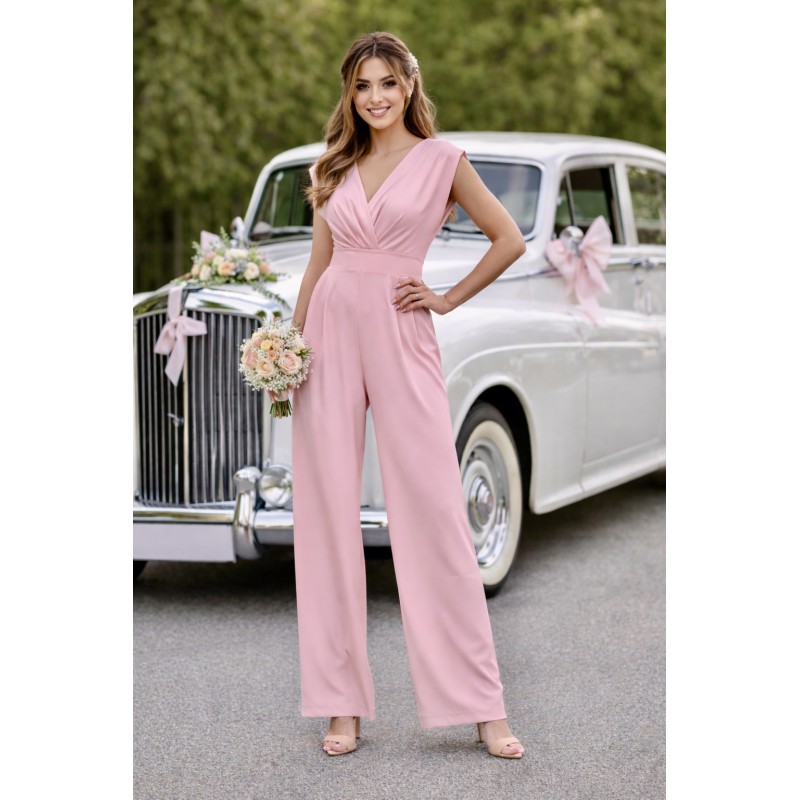 Růžový společenský overal