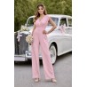 Růžový společenský overal