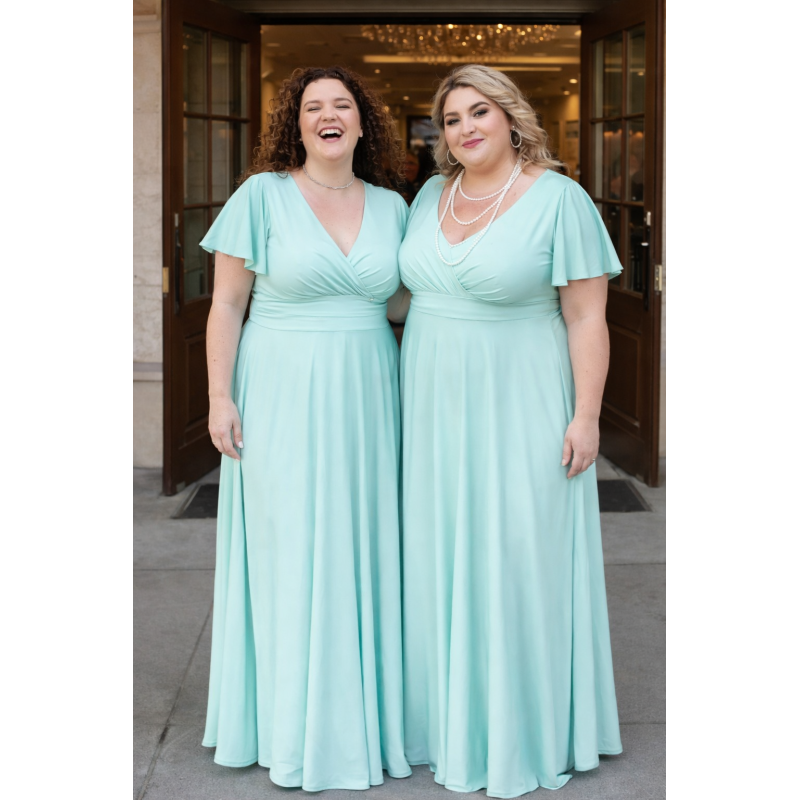 Marizu fashion plus size krásné mátově zelené plesové společenské šaty pro plnoštíhlou postavu